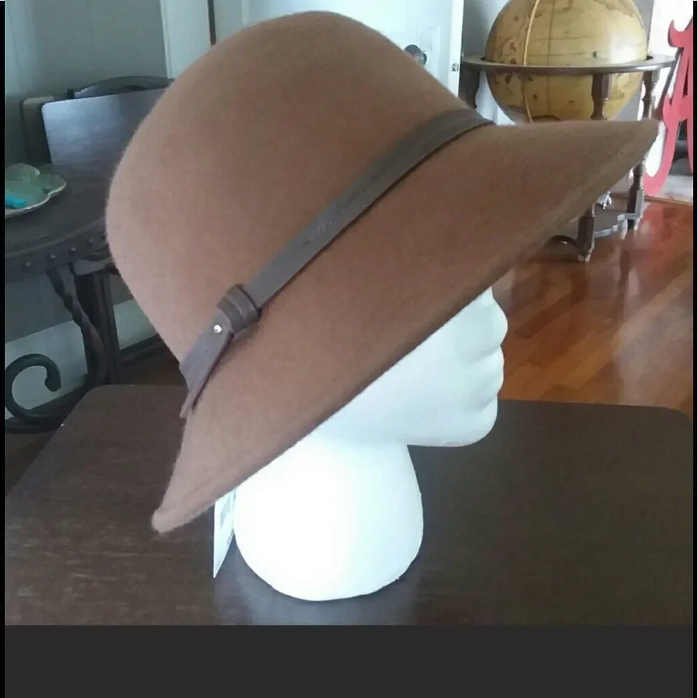 Nine West Wool Fedora Bucket Hat, NWT, Brown - Picture 1 of 8